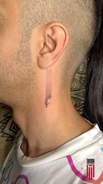 Abstract Black Ink Neck Tattoo